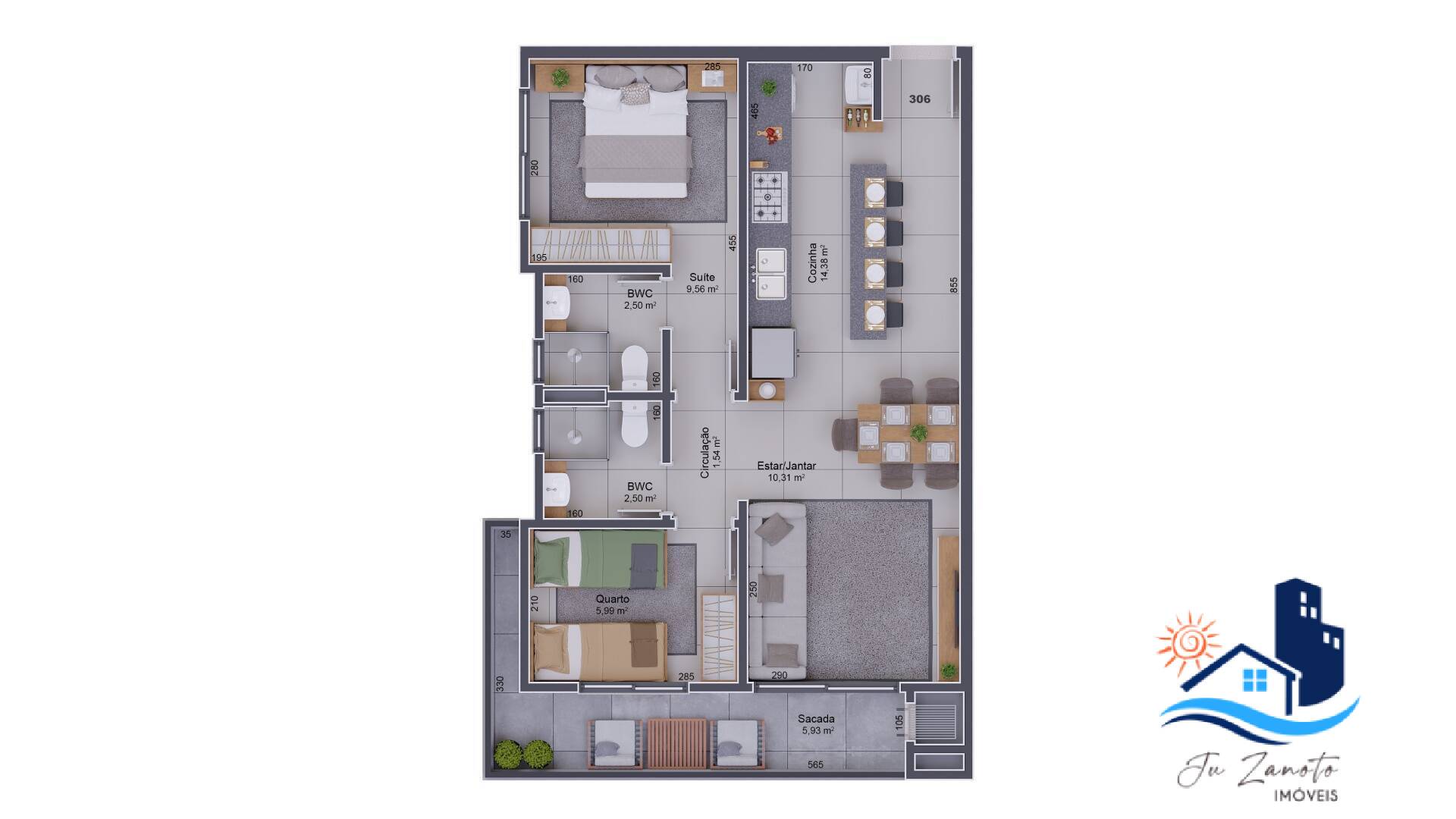 Apartamento à venda com 2 quartos, 59m² - Foto 9